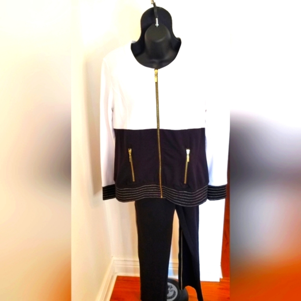 Dressbarn Jones Studio Bkack, white and gold 3 piece .